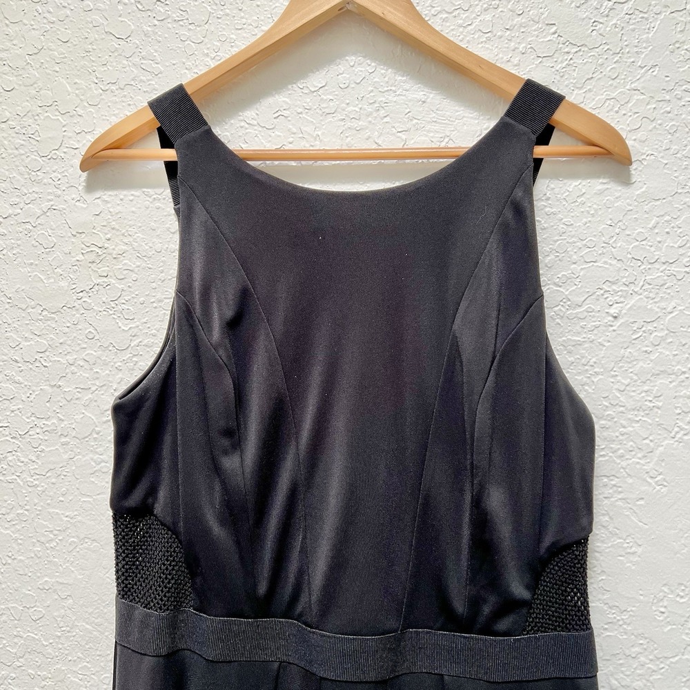 Ashley Graham Black Mesh Side Detail Sleeveless Midi‎ Dress Size 14